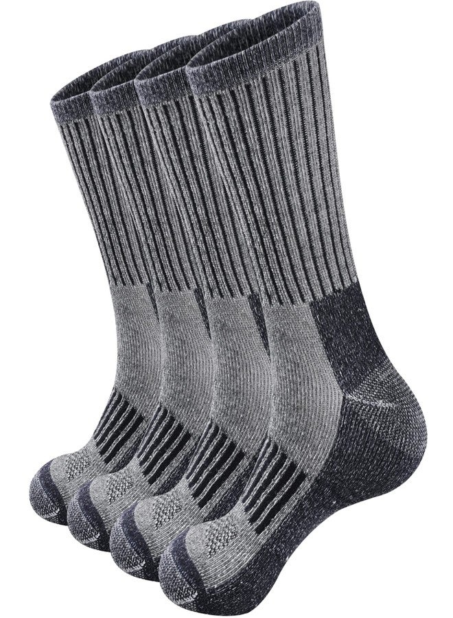 ECOEY Men's Merino Wool Cushioned Hiking Trekking Crew Socks 4 Pairs, Middle Calf Length with Moisture Wicking (Navy, US Shoe Size: Men 9.5-11.5/Women 11-13) - Image 1