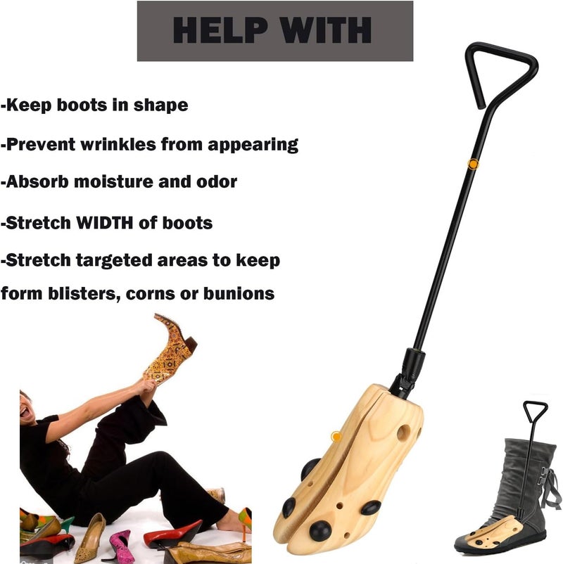 pestor Unisex Pair of Professional Boot Stretcher Widener Shoe Stretcher,Wooden Cowboy Boots Tree for Wide Feet Women Men - Image 4