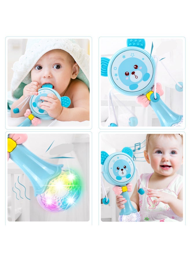 Baby Rattle Newborn Puzzle Baby Music Stick Hand Rattle Toy 3-6 Months Early Education Training 0-1 Years Old-Color:Blue Rattle 】-Specifications:Charging Version - Image 3