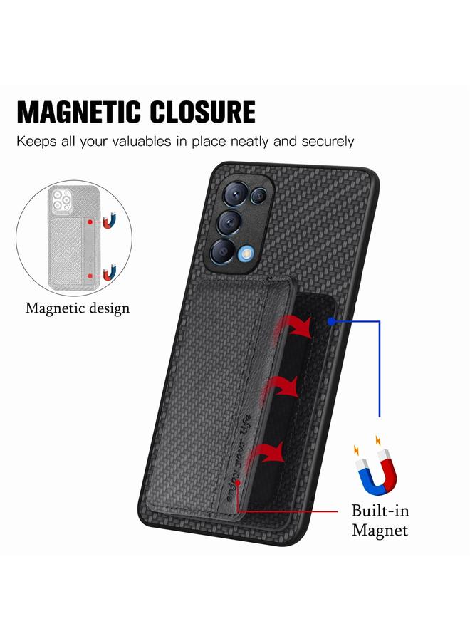 S-TOP Case For OPPO Reno5 5G Carbon Fiber Magnetic Card Bag Phone Case - Image 3