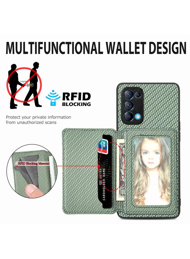 S-TOP Case For OPPO Reno5 5G Carbon Fiber Magnetic Card Bag Phone Case - Image 4
