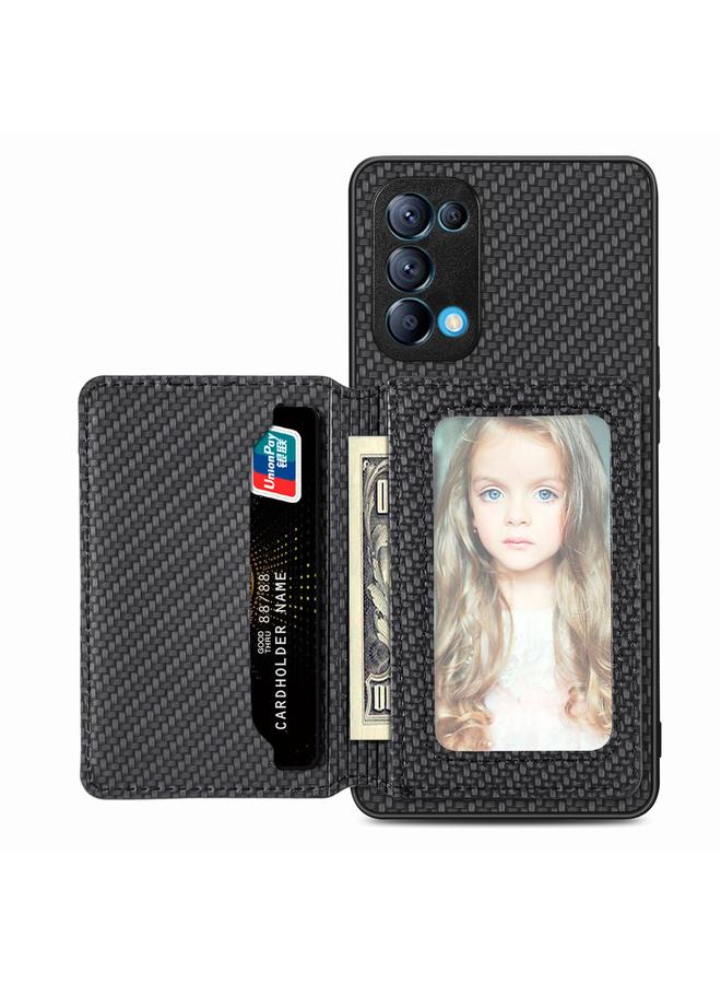 S-TOP Case For OPPO Reno5 5G Carbon Fiber Magnetic Card Bag Phone Case - Image 1
