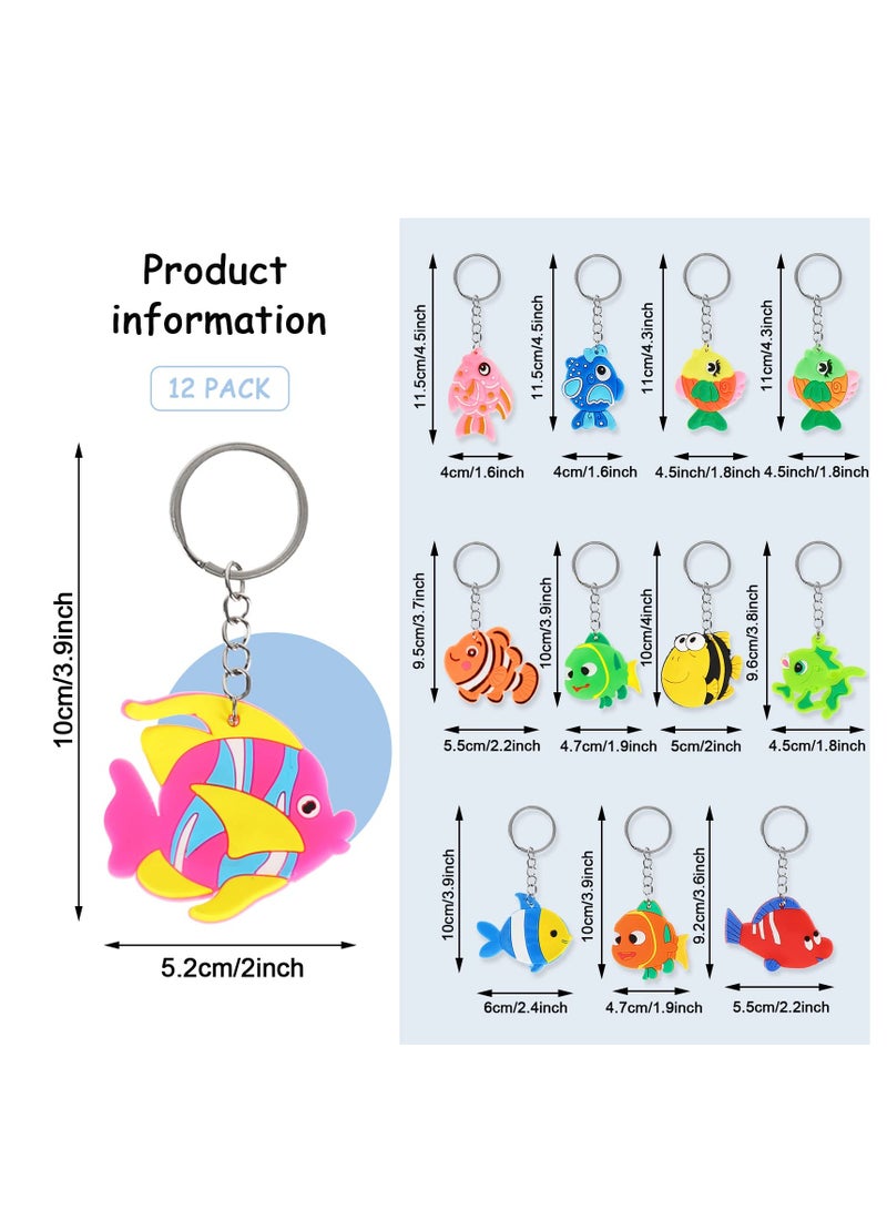 KASTWAVE 12-Pack Colorful Tropical Fish Keychains - Ocean Creature Key Ring Decorations, Ideal for Underwater World Parties, Birthday Favors, School Rewards, and Animal-Themed Baby Showers - Image 2
