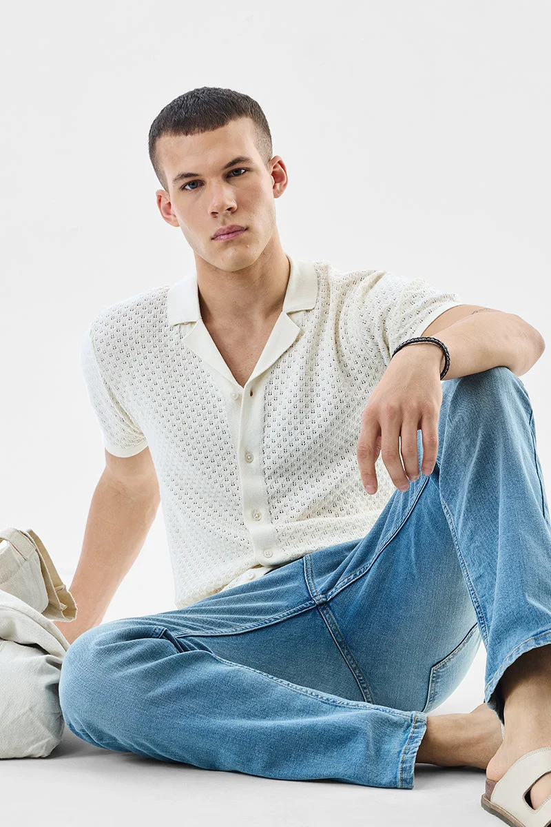 سنيتش قميص قطن % بتصميم كروشيه وقصة عادية