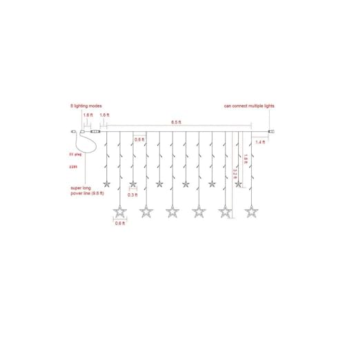 KHIZAR 6+6 Star Curtain Led Light Christmas Decoration Festival Occassional Diwali Ramadan Ganpati New Year Party Decor Led Lightings (Multi) - Image 2
