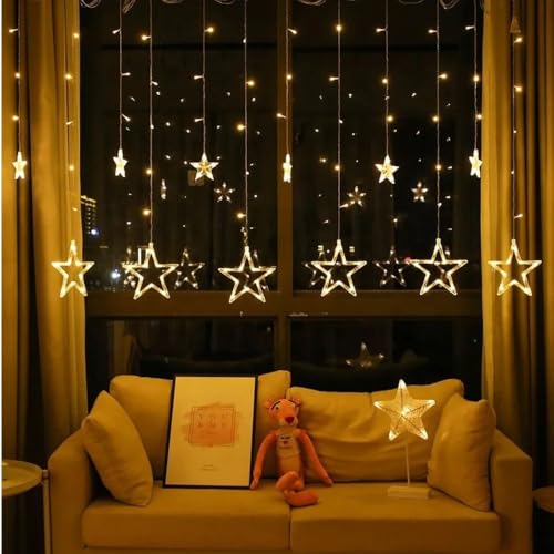 KHIZAR 6+6 Star Curtain Led Light Christmas Decoration Festival Occassional Diwali Ramadan Ganpati New Year Party Decor Led Lightings (Multi) - Image 4