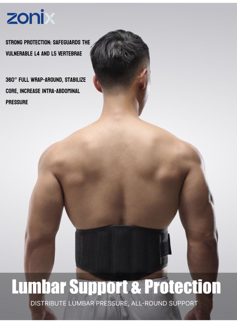 ZONIX Weight Lifting Belt, 360° Full-Wrap Design with 5 Support Pads & Dual Pressurization, Ideal for Deadlifts, Squats, Weight Training, Daily Lifting, Daily Lumbar Care, and Rehabilitation Protection - Image 1