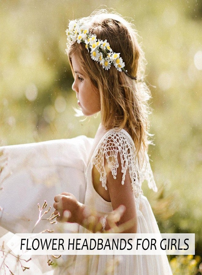 AWAYTR Flower Hippie Floral Crown - Boho Sunflower Headband for Women, Hippie Costume and Hair Accessories (White) - Image 4