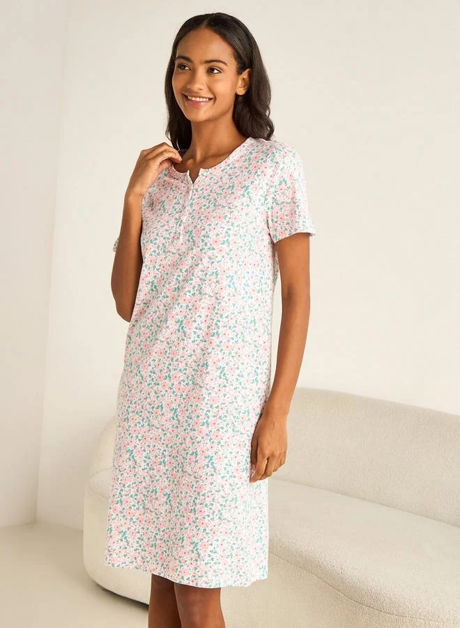 Splash FAV Floral Print Nighty Knee Length