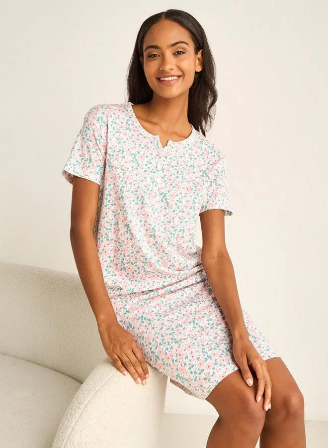 Splash FAV Floral Print Nighty Knee Length