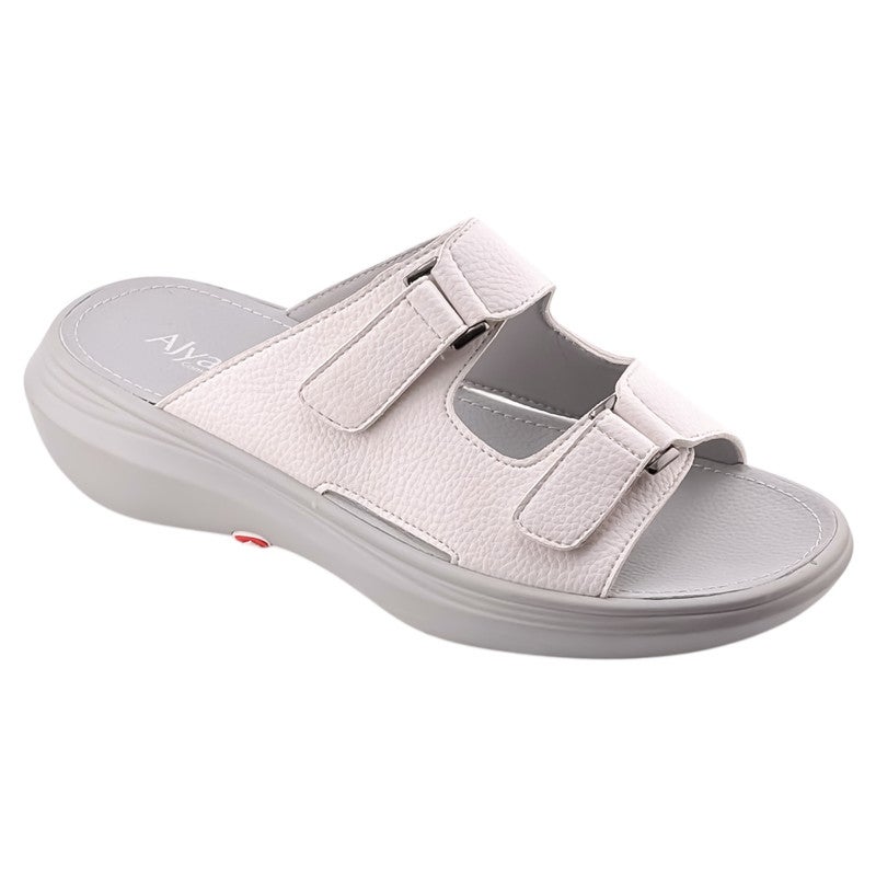 AJYAD Handmade Arabic Sandals For Men | Outdoor Mens Slippers | Everyday White Sandal Open Toe | Arabic Genuine Leather With Straps | New Arabic Design | Multicolor Footbed | Comfortable & LightWeight - Image 1