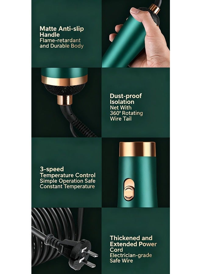 صالون مجفف الشعر المهنية لوائح المملكة المتحدة ، 750 واط هادئ أيوني سريع جاف خفيف الوزن بارد ساخن 3 سرعة ، مرفقات فوهة حماية من التسخين الزائد طلاء الأشعة فوق البنفسجية للسفر تصميم هدية جاهزة (خضراء) - Image 3