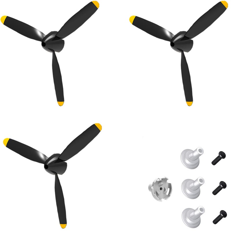 FLYCOLOR 3 Sets Rc Plane 3Blade Propeller with Propeller Savers and one Adapters for VOLANTEXRC 76111 76112 76113 P40 BF109 Airplane - Image 2