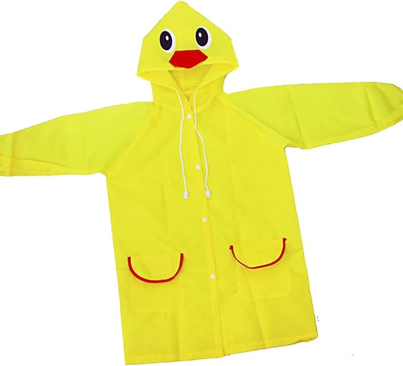 معطف المطر الأصفر للأطفال بتصميم كرتوني حيواني خفيف الوزن مع طوق قابل للتعديل للأنشطة الخارجية - Image 1