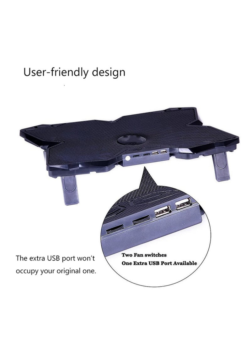 1PCS Laptop Cooler Cooling Pad Notebook Fan Stand Cooler Usb Laptop Cooling Stand with 4 Fan and 2 USB Ports for 14-17inch Laptop - Image 5