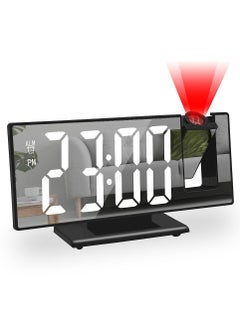Projection Alarm Clock, Digital Clock with 180° Rotatable Projector, 3-Level Brightness Dimmer, Clear LED Display, USB Charger, Progressive Volume, 9mins Snooze,12/24H, Digital Alarm Clock for Bedroom