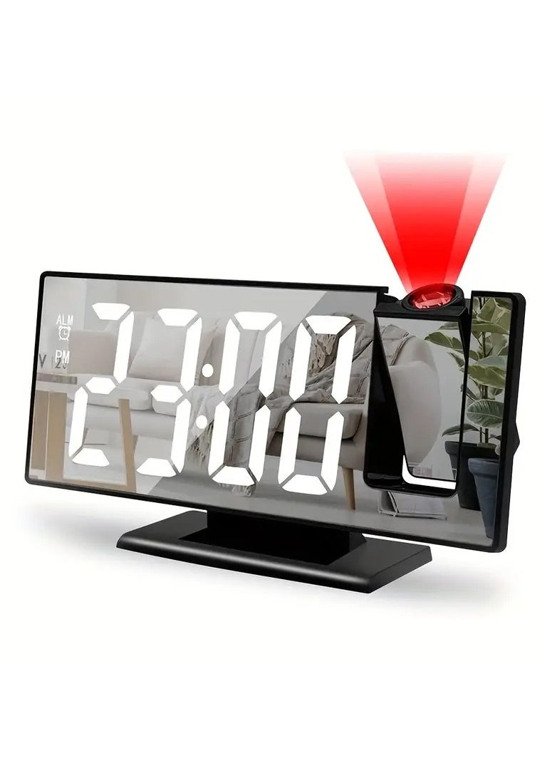 DubaiGallery - Projection Alarm Clock, Digital Clock with 180° Rotatable Projector, 3-Level Brightness Dimmer, Clear LED Display, USB Charger, Progressive Volume, 9mins Snooze,12/24H, Digital Alarm Clock for Bedroom - Image 1