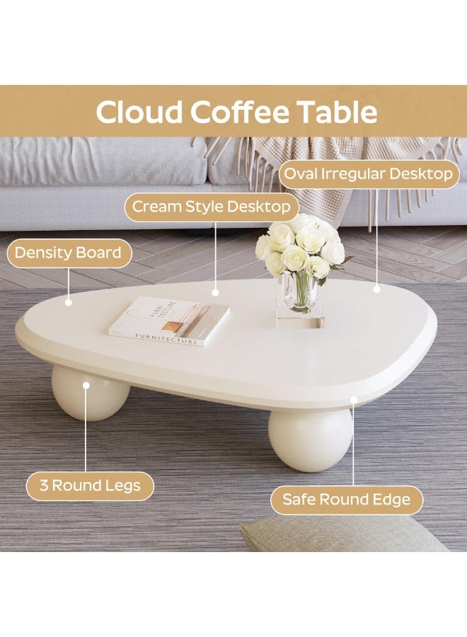 Generic Cloud Coffee Table Modern Irregular Coffee Table with 3 Round Legs Unique End Table for Apartment, Living Room - Image 4