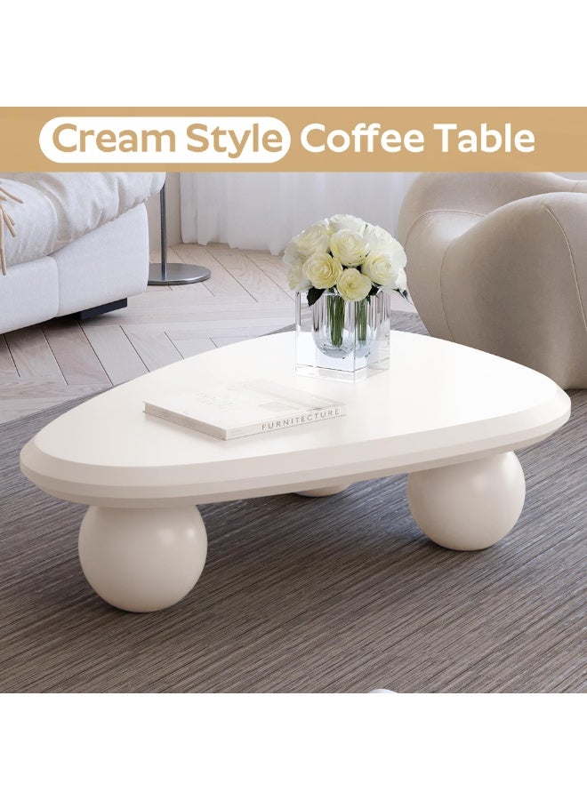 Generic Cloud Coffee Table Modern Irregular Coffee Table with 3 Round Legs Unique End Table for Apartment, Living Room - Image 3
