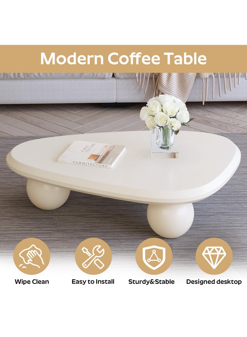 Generic Cloud Coffee Table Modern Irregular Coffee Table with 3 Round Legs Unique End Table for Apartment, Living Room - Image 5