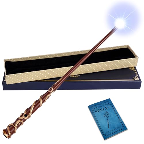 ChampWe Light Up Magic Wizard Wand Rechargeable Illuminating Toy for Kids Witch Collection Cosplay Accessories with Spellbook and Gift Box Ivy - Image 1