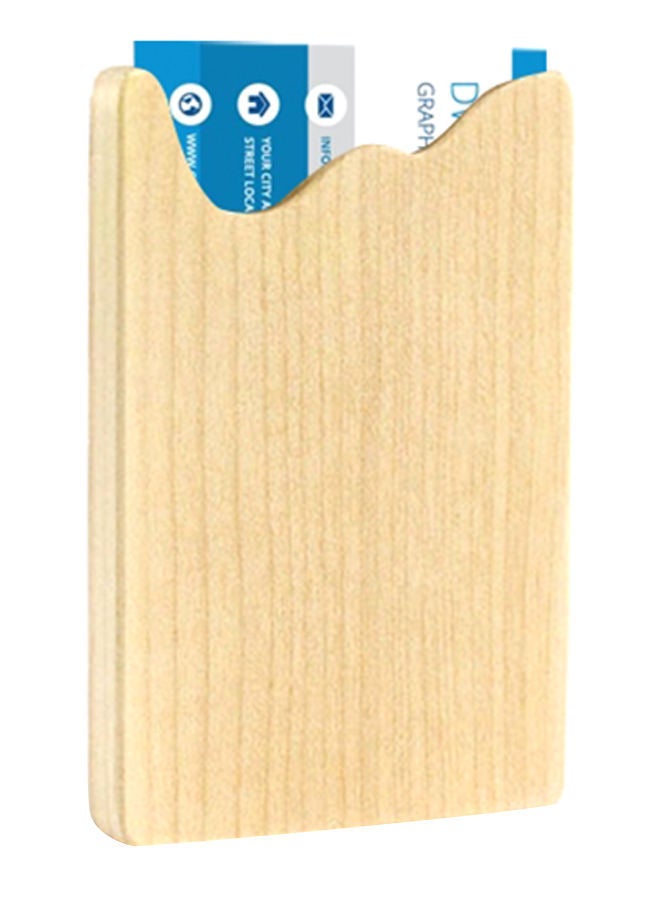NIBEMINENT Business Wooden Maple Wave Opening Card Holder Beige
