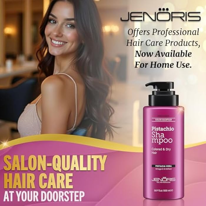 Jenoris Pistachio Shampoo for Color Treated, Dry & Frizzy Hair, 16.9 Fl Oz - Image 3
