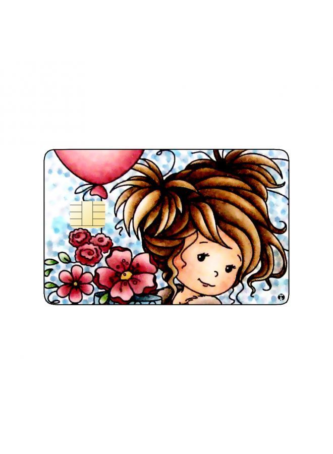 RKN PRINTED BANK CARD STICKER Cute Boy Drawing With Roses And Heart Balloon - Image 1