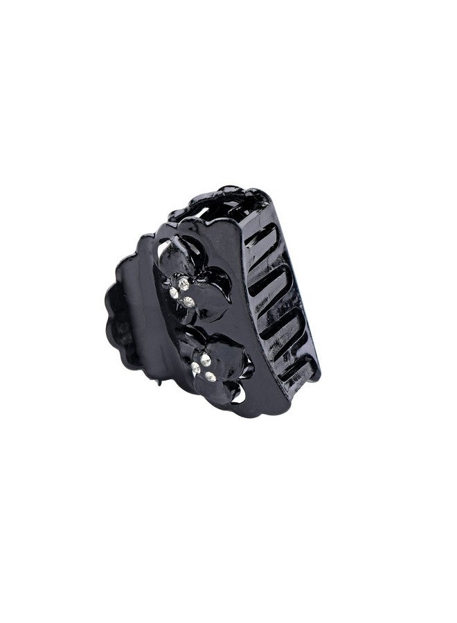 Estele Black Meduim Size Hair Clutch with White Stones for Womens/girls (Pack of 2) - Image 4