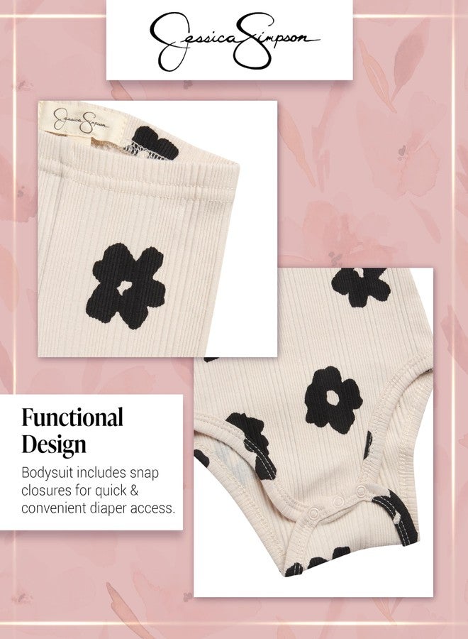 Jessica Simpson Baby Girl Layette Set - 4 Piece Newborn Baby Girl Outfits with Onesie Bodysuit Baby Pants Hat & Socks (0-9M), Size 3-6 Months, Black - Image 4