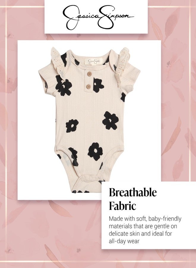 Jessica Simpson Baby Girl Layette Set - 4 Piece Newborn Baby Girl Outfits with Onesie Bodysuit Baby Pants Hat & Socks (0-9M), Size 3-6 Months, Black - Image 5