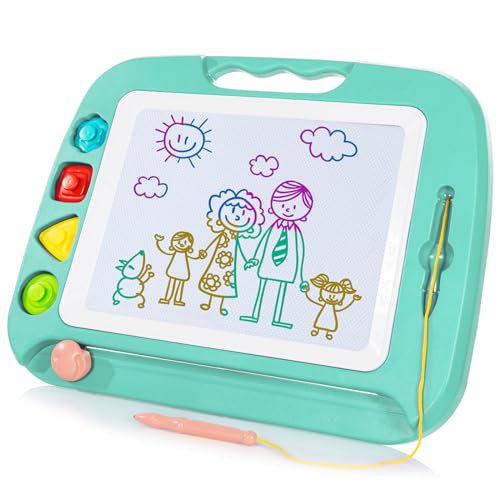 SGILE Toddler Toys for Kids Large Magnetic Drawing Board for Birthday Gift Toys for 1 2 3 4 Year Old Girls Boys Etch Sketch Pad with 4 Stamps Learning and Educational 16 13 in Green - Image 1