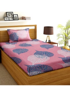 BSB HOME BSB HOME® 100% Cotton 160 TC Big Flower Printed Single Bedsheets with 1 King Size Pillow Cover, (60X90 Inches, 4 X 6 Feet, Pink,White & Blue)  - Image 1