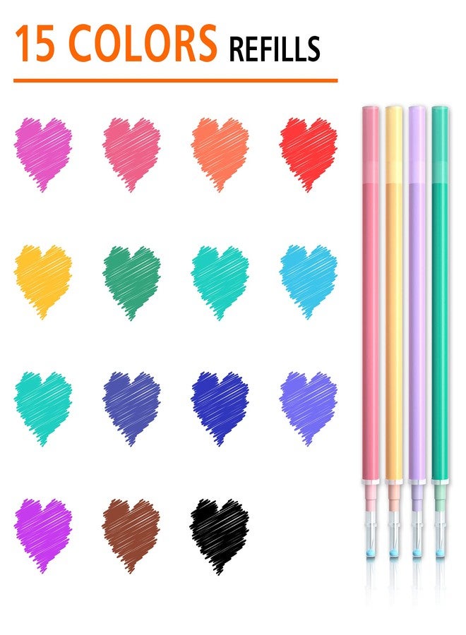 Vanstek 15 Assorted Colors Erasable Pen Refills, Gel Ink Refills Compatible with Erasable Pens, Fine Point 0.7 mm, Perfect for Writing Planner & Crossword Puzzles - Image 2