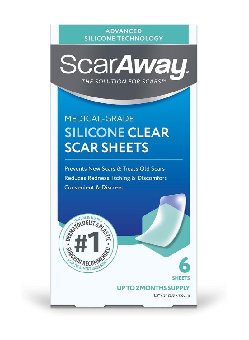 scaraway Clear Silicone Scar Sheets White 6 Count