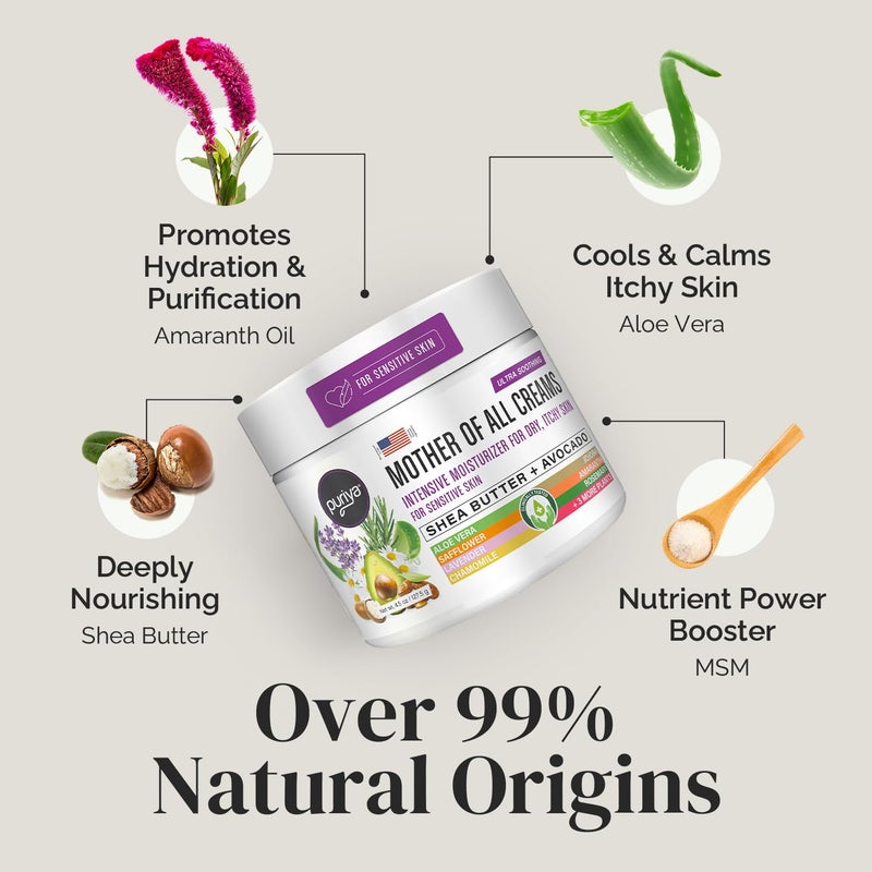 Puriya Intensive Moisturizer with Honey, Shea Butter, Hydrating, Soothing for Dry, Irritated, Sensitive Skin, Daily Multi Purpose Cream for Hands, Body, Long Lasting, Plant Based Mother of All Creams - Image 5