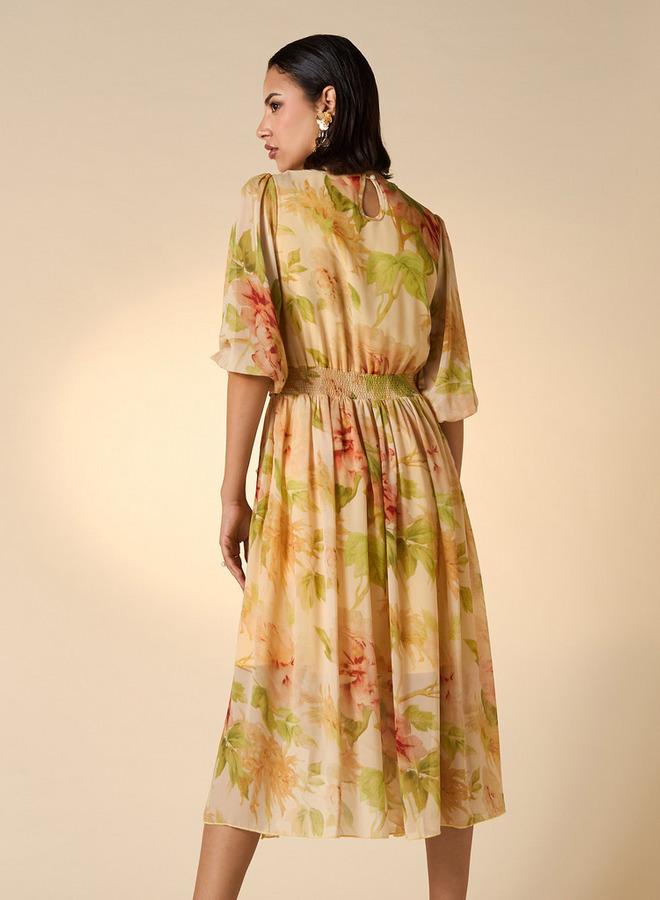 تواكستريمز فستان ميدي بكشكش وتفاصيل كسرات وطبعات أزهار من تو إكستريمز - Image 3