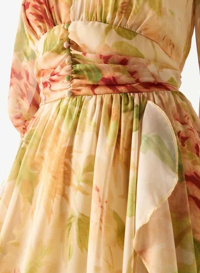 تواكستريمز فستان ميدي بكشكش وتفاصيل كسرات وطبعات أزهار من تو إكستريمز - Image 4