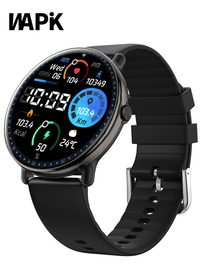 WAPIK Korean Brand Smart Watch Y6，Business Smartwatch, Waterproof Fitness Watch, Bluetooth Calling, Compatible with Android and iOS, Smart Watch for men, AMOLED Display, Heart Rate Monitoring, Black - Image 1