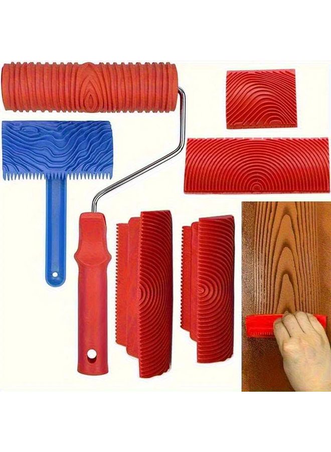Collection 1 Wood Grain Texture Roller Brush Set For Wall Furniture Cement Surface DIY - Image 2