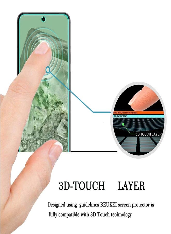 beukei (4 Pack) Designed for Google Pixel 8A 5G Screen Protector Tempered Glass,Touch Sensitive,Case Friendly, 9H Hardness - Image 2