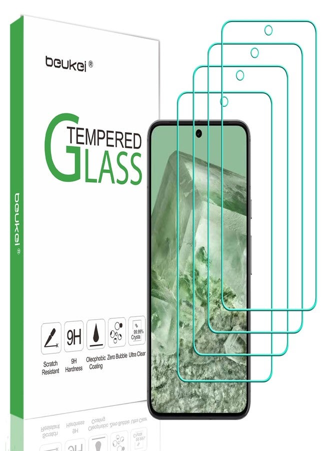 beukei (4 Pack) Designed for Google Pixel 8A 5G Screen Protector Tempered Glass,Touch Sensitive,Case Friendly, 9H Hardness - Image 1