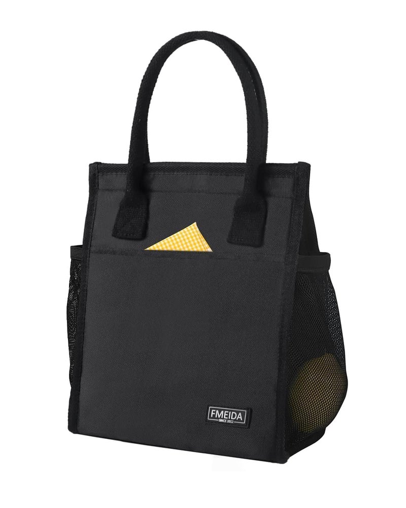 Fmeida 6.75L Small Insulated Lunch Bag Women Men, Lunch Bags with Multiple Pockets, Reusable Thermal Cooler Tote for Work, Office, Picnic, Travel | Hook and Loop Closure, Black - Image 1