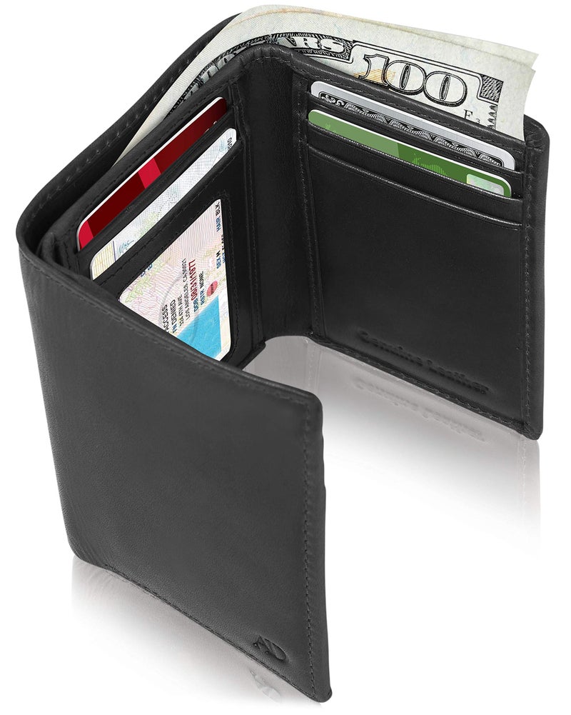 Access Denied Trifold Wallets For Men RFID - Genuine Leather Slim Mens Wallet With ID Window Front Pocket Wallet Gifts For Men - Image 2