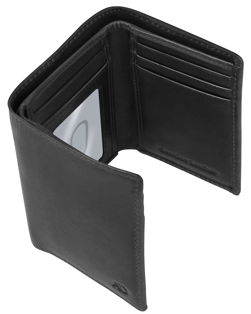 Access Denied Trifold Wallets For Men RFID - Genuine Leather Slim Mens Wallet With ID Window Front Pocket Wallet Gifts For Men - Image 1
