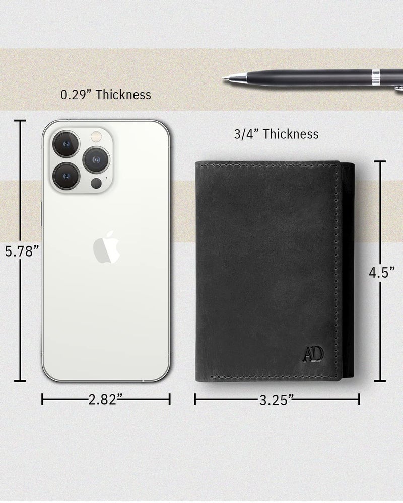 Access Denied Trifold Wallets For Men RFID - Genuine Leather Slim Mens Wallet With ID Window Front Pocket Wallet Gifts For Men - Image 5