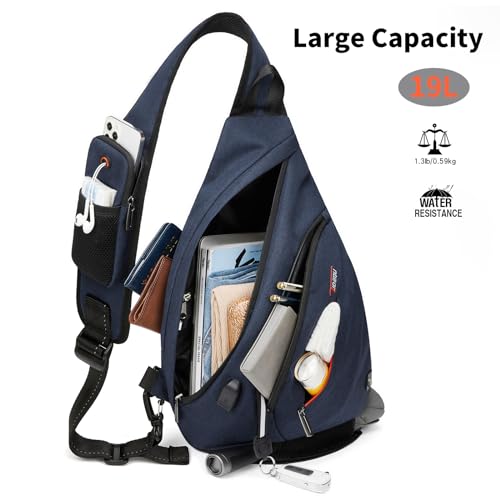 TUDEQU Sling Backpack,8 Pockets One Strap Backpack for Men Large Sling Bag,19L Single Strap Backpack for Men - Image 2