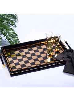 Kosova Kosovo Tray Luxury Handle Rectangular Black-Gold SA-117 
