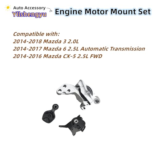 Yllshengyu 3pcs Engine Motor Mount Kit Compatible with Mazda 3 2014-2018 & Mazda 6 2014-2017 Replacement for A4446 A4439 A4438 - Image 2