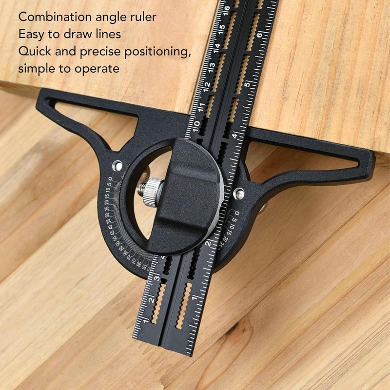 20 بوصة مسطرة مربعة من سبائك الألومنيوم قابلة للدوران 360 درجة بمقياس مزدوج لأعمال النجارة والمعادن - Image 4